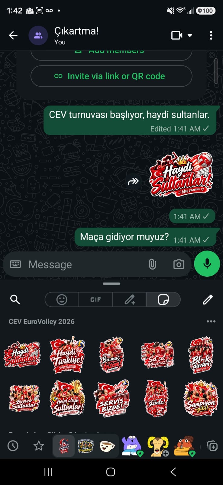Çıkartma app sticker keyboard screenshot